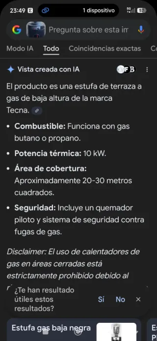 Estufa de Gas Exterior Negra