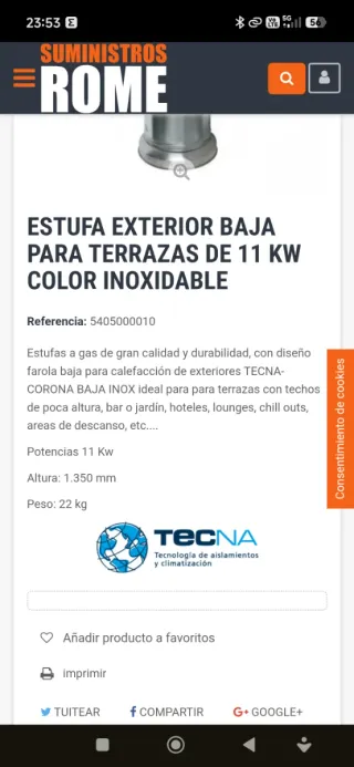 Estufa de Gas Exterior Negra