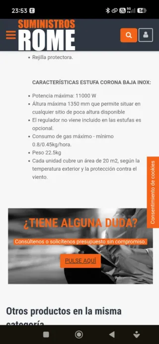 Estufa de Gas Exterior Negra
