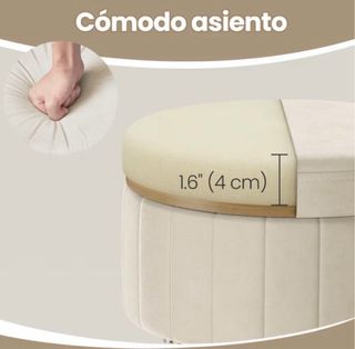 Taburete Beige con Patas Doradas