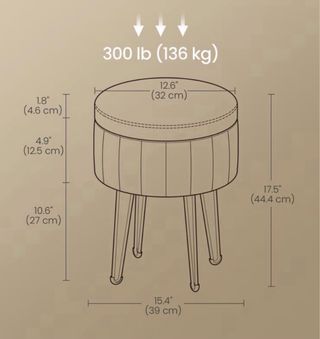 Taburete Beige con Patas Doradas