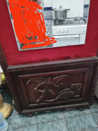 Mueble de entrada vintage madera y cristal