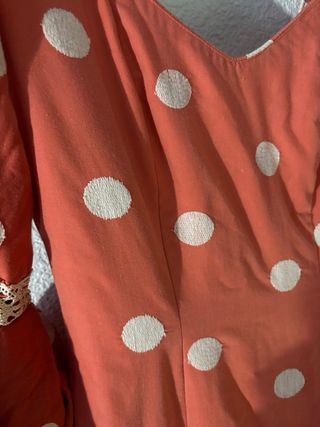 Traje Flamenca coral Lunares Blanco Talla 36