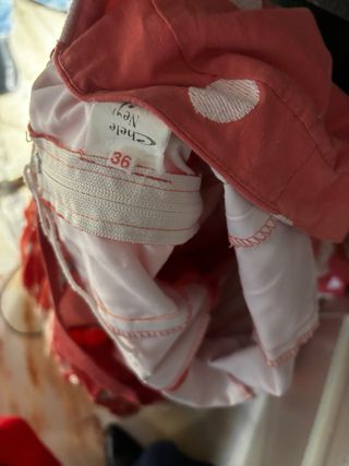 Traje Flamenca coral Lunares Blanco Talla 36