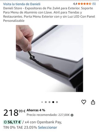 Soporte expositor negro para menú