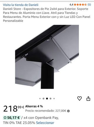 Soporte expositor negro para menú