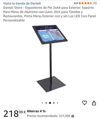 Soporte expositor negro para menú