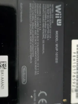 Nintendo Wii U Negra + GamePad (Piezas)