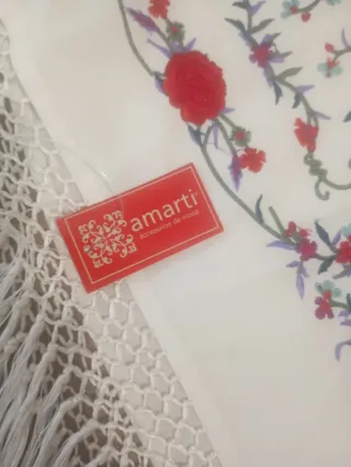 Mantón Flamenca Doble Bordado Rojo