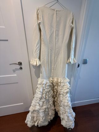 Traje Flamenca Talla 36 Beige/Blanco