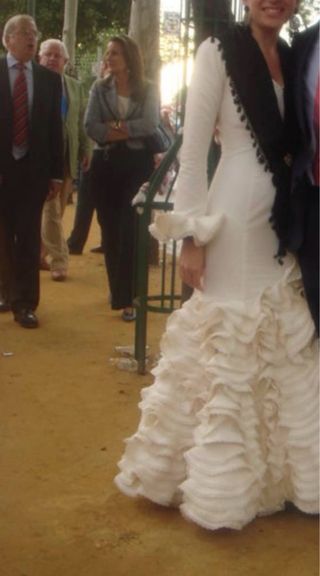 Traje Flamenca Talla 36 Beige/Blanco