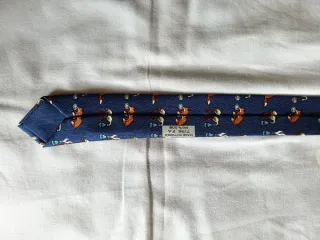 Corbata Hermès Seda natural azul naranja nueva