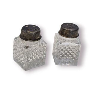 Par Mini Saleiro/Pimenteiro Vidro Prensado