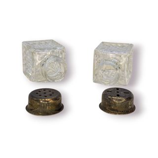 Par Mini Saleiro/Pimenteiro Vidro Prensado