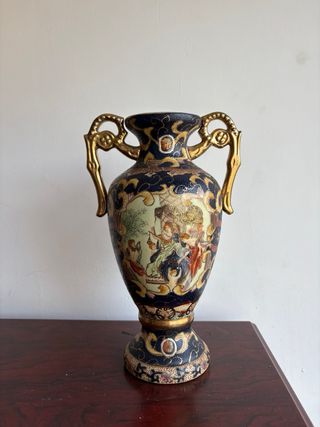 Jarrón Vintage Decorativo con Asas Doradas