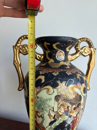 Jarrón Vintage Decorativo con Asas Doradas