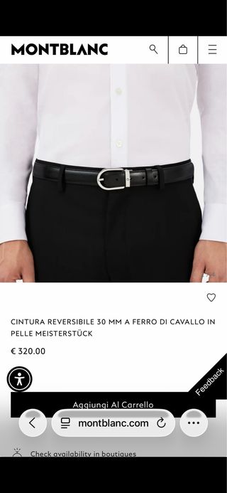 Cintura Montblanc in Pelle di Vitello Nera