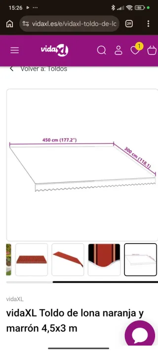 Tela para toldo 450x300cm