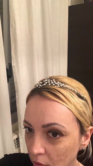 Tiara Novia Plata Flores Perlas Puesta unas horas