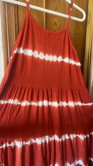 Vestido naranja y blanco talla única