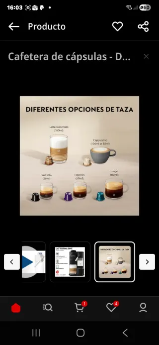 Cafetera DeLonghi Nespresso Lattissima