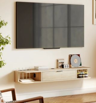 Mueble TV Flotante Cajón Madera Claro