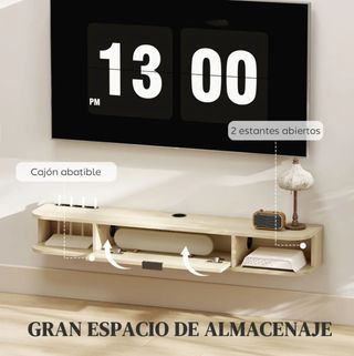 Mueble TV Flotante Cajón Madera Claro