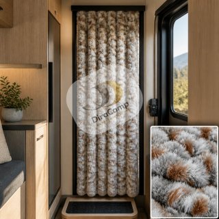 Cortina caravana 100x200 cm gris/blanco/ocre