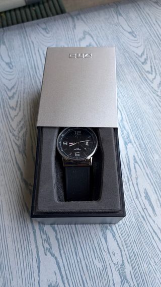 Reloj MTP Master Timepiece Caucho Negro Plata