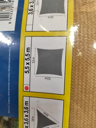 Lista 7572U536 Toldo Vela 5,5X5,5 M Arena