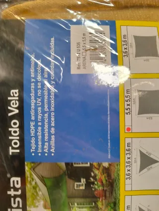 Lista 7572U536 Toldo Vela 5,5X5,5 M Arena