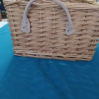 Cesta Mimbre Rectangular Beige/Marrón