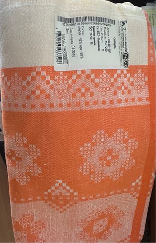 Tovaglia misto lino arancione e bianco