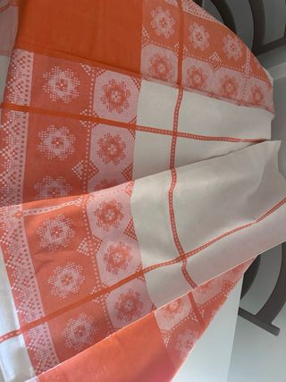 Tovaglia misto lino arancione e bianco