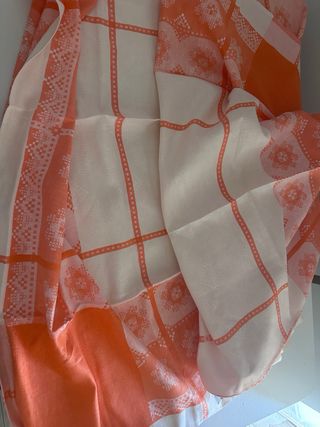 Tovaglia misto lino arancione e bianco