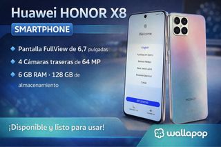 •HUAWEI Honor X8 256GB Multicolor/Plateado•
