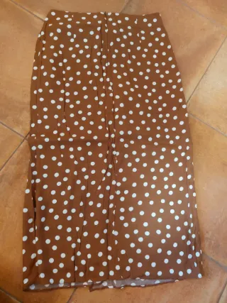 Falda Mango lunares marrón Talla M