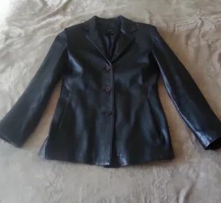 Blazer Piel Negra Zara Talla M