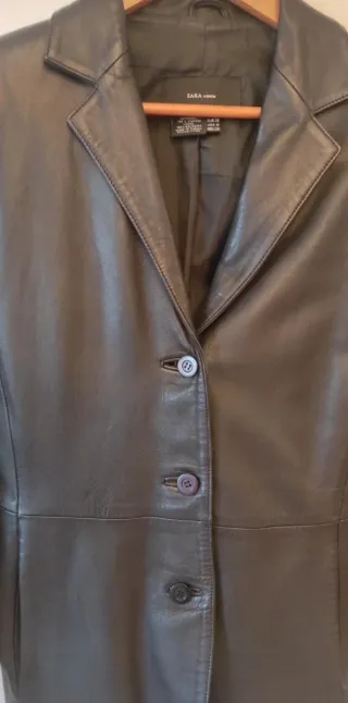 Blazer Piel Negra Zara Talla M