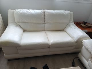 Sofá 2 plazas cuero blanco