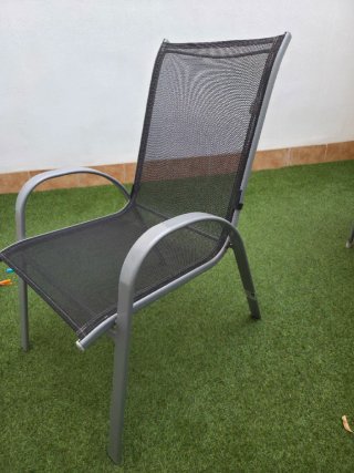 Mesa y 4 Sillas Jardín Cristal y Metal