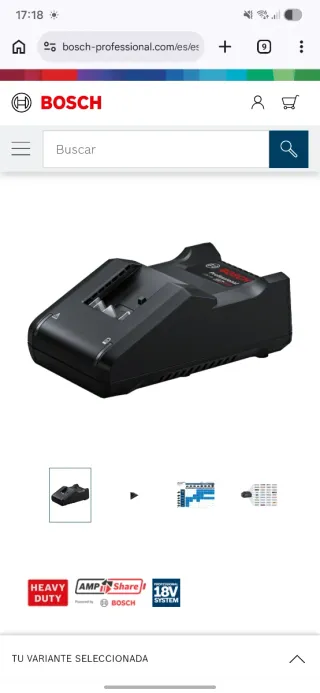Cargador Bosch GAL 18V-40 18V