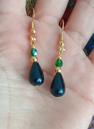 Pendientes largos azul y verde