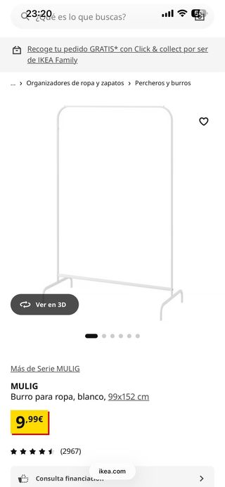 Burro Ropa IKEA Blanco con 43 perchas