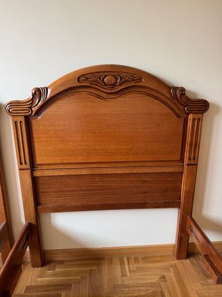 Cama individual madera con cabecero y somier 90