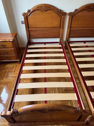 Cama individual madera con cabecero y somier 90