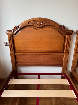 Cama individual madera con cabecero y somier 90