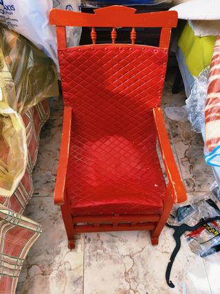 Sillón/Mecedora Madera Rojo Estilo Vintage