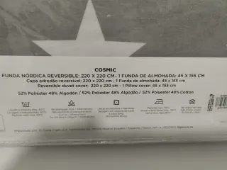 Funda Nórdica Reversible Estrellas Gris/Blanco 135
