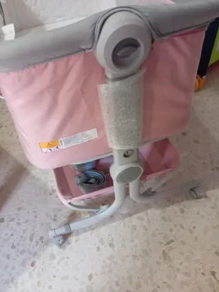 Minicuna colecho gris y rosa
